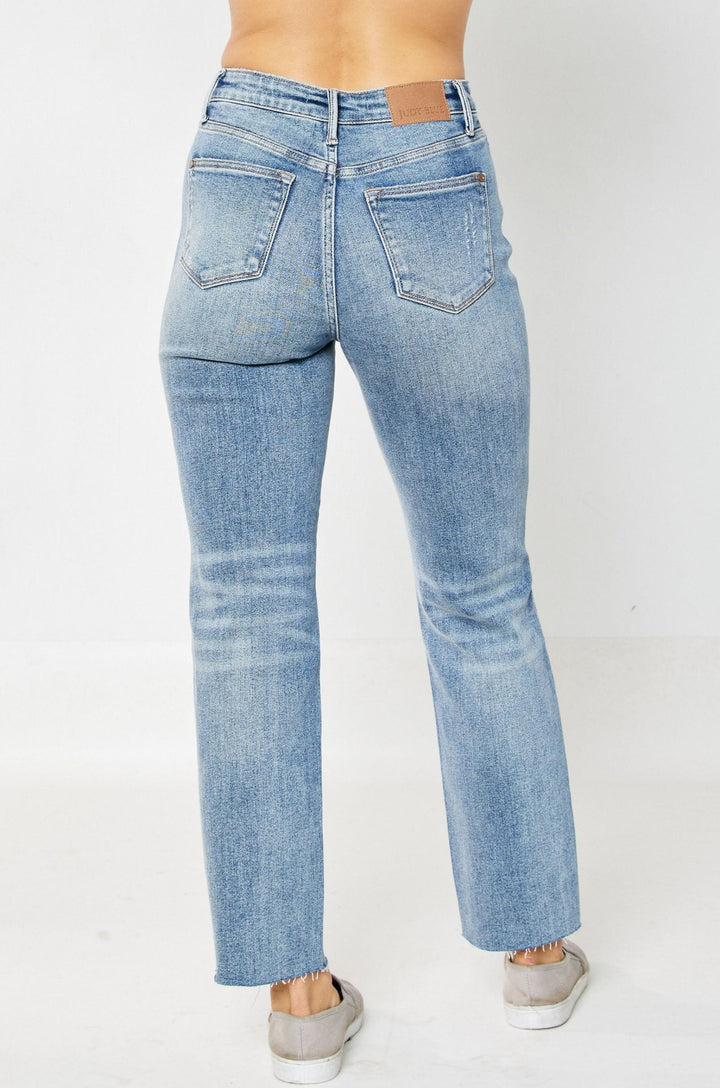 Judy Blue High Waist Rigid Magic Destroy Straight Leg Jeans