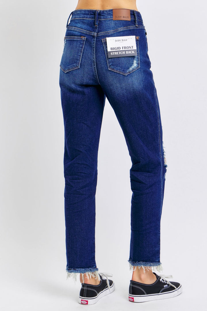 Judy Blue High Waist Rigid Magic Distressed Straight Leg Jeans