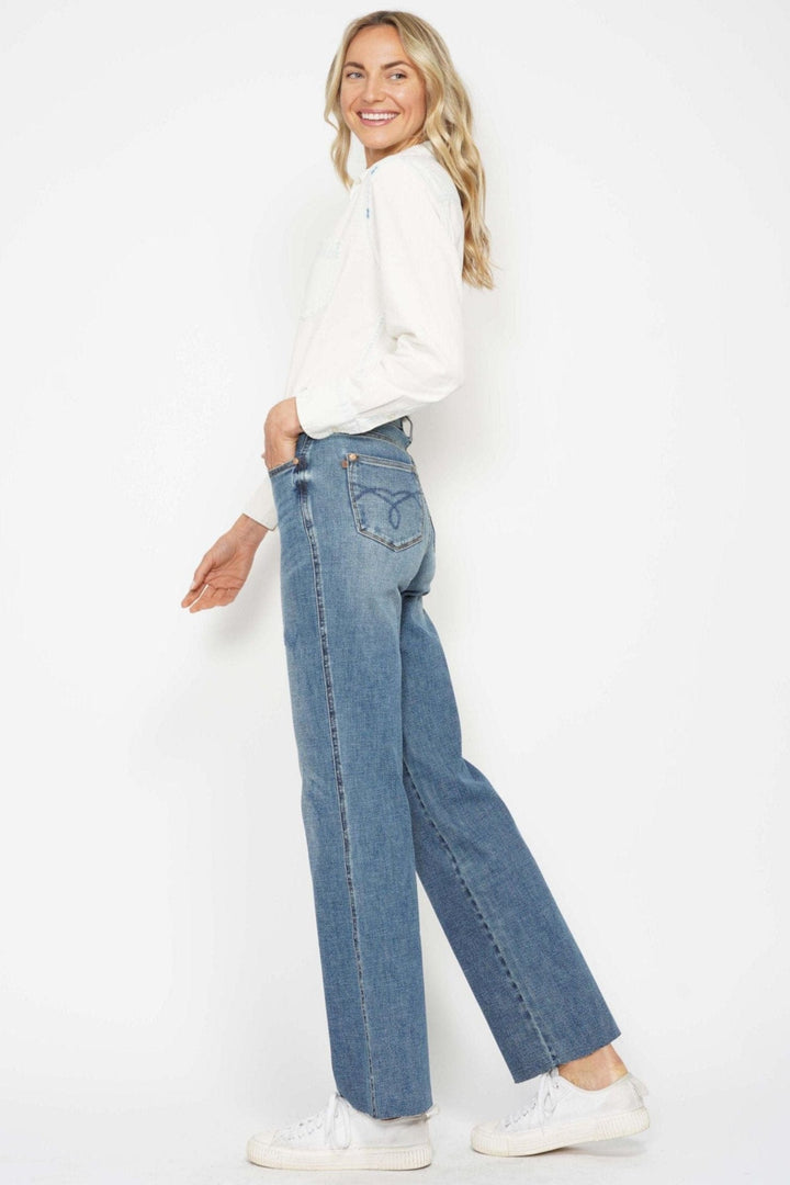 Judy Blue High Waist Tummy Control Cut Raw Hem Straight Leg Jeans