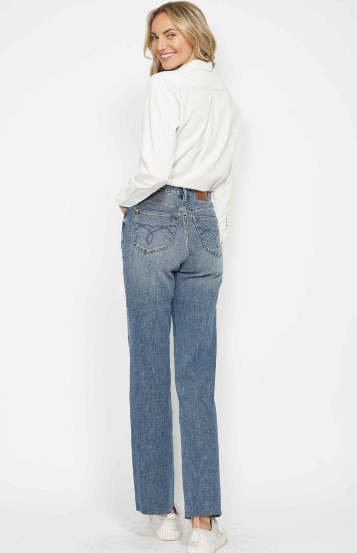 Judy Blue High Waist Tummy Control Cut Raw Hem Straight Leg Jeans