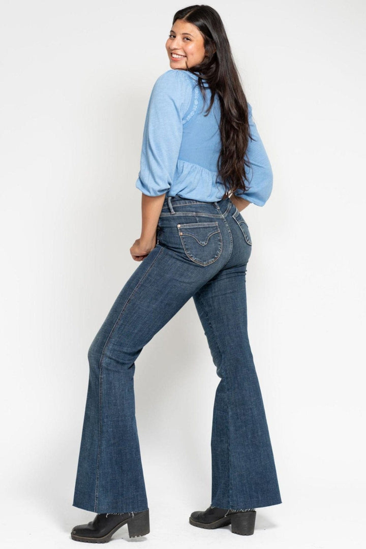 Judy Blue High Waist Tummy Control Shield Back Pocket Flare Jeans