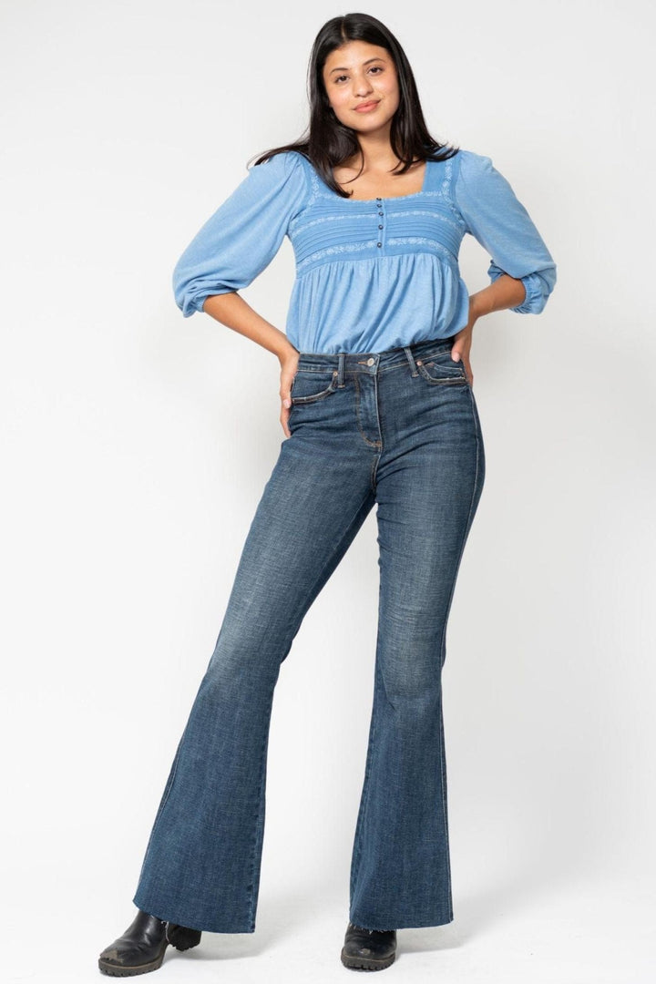 Judy Blue High Waist Tummy Control Shield Back Pocket Flare Jeans