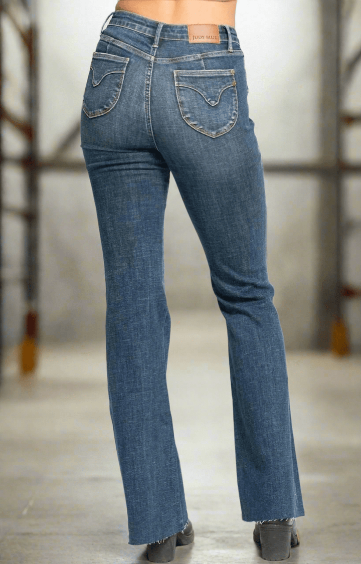 Judy Blue High Waist Tummy Control Shield Back Pocket Flare Jeans