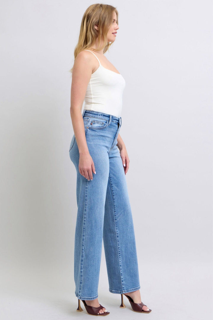 Judy Blue High Waist Vintage Washed Retro Wide Leg Jeans