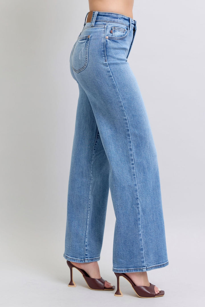 Judy Blue High Waist Vintage Washed Retro Wide Leg Jeans