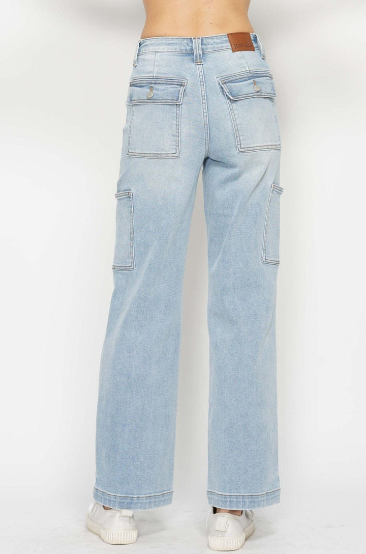 Judy Blue High Waist Wide Leg Cargo Denim Jeans