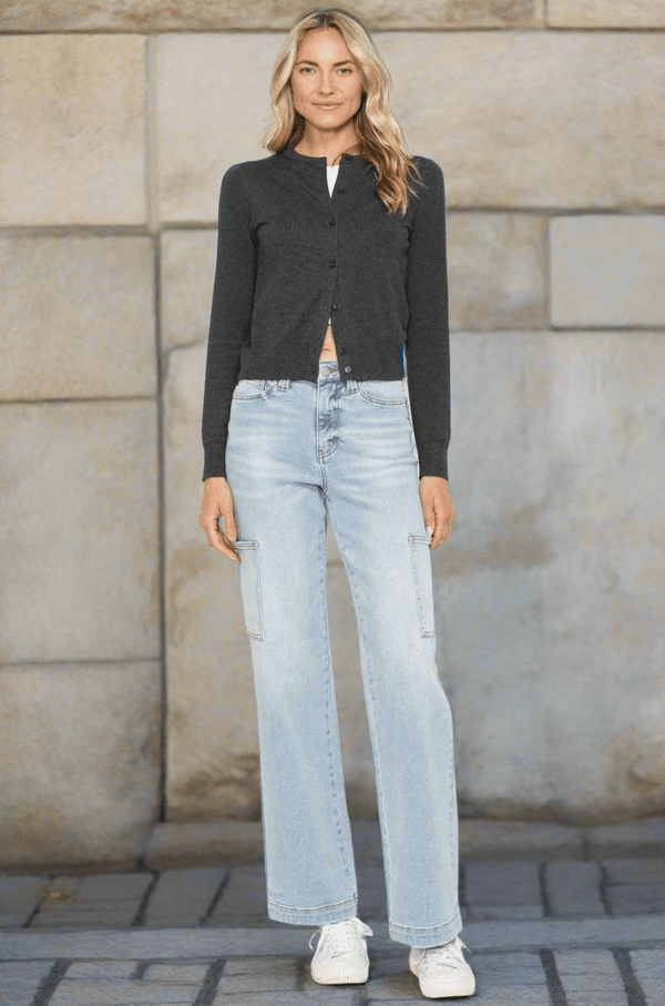 Judy Blue High Waist Wide Leg Cargo Denim Jeans