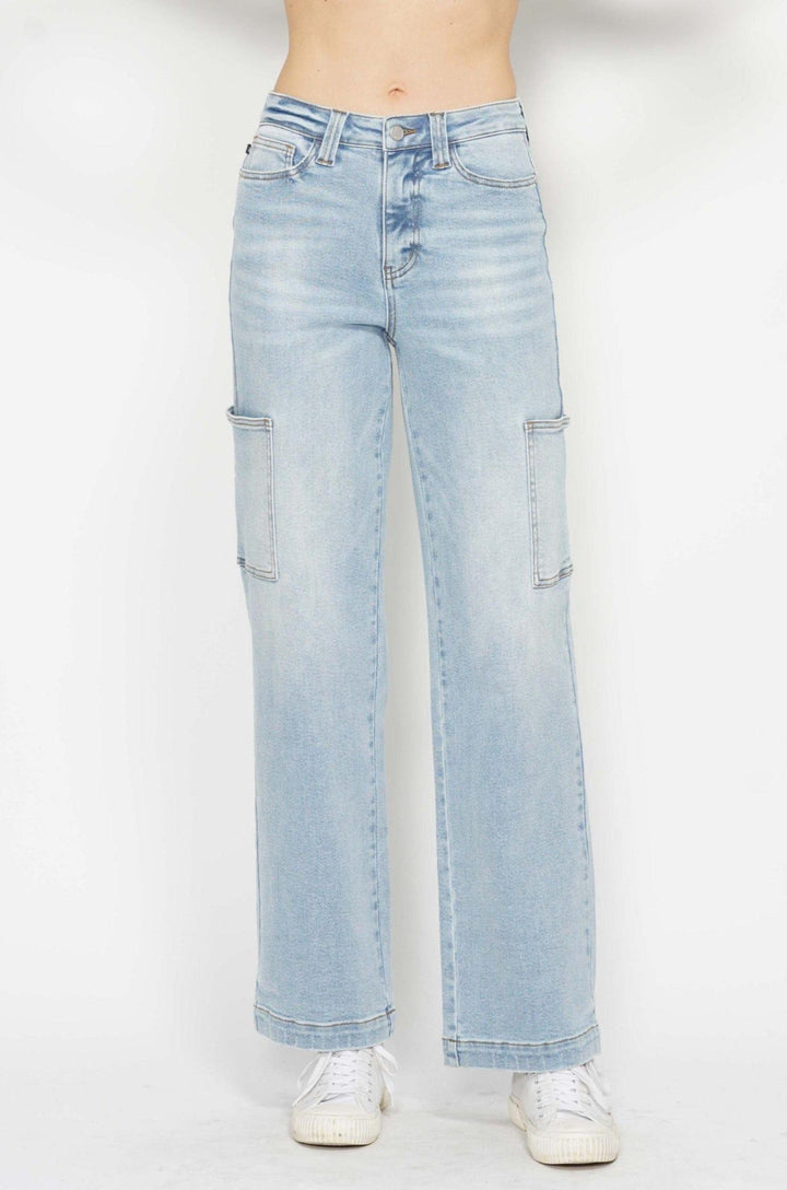 Judy Blue High Waist Wide Leg Cargo Denim Jeans