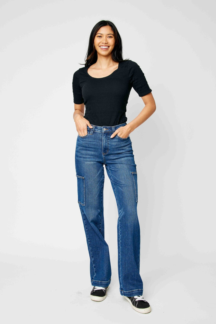 Judy Blue High Waist Wide Leg Cargo Jeans