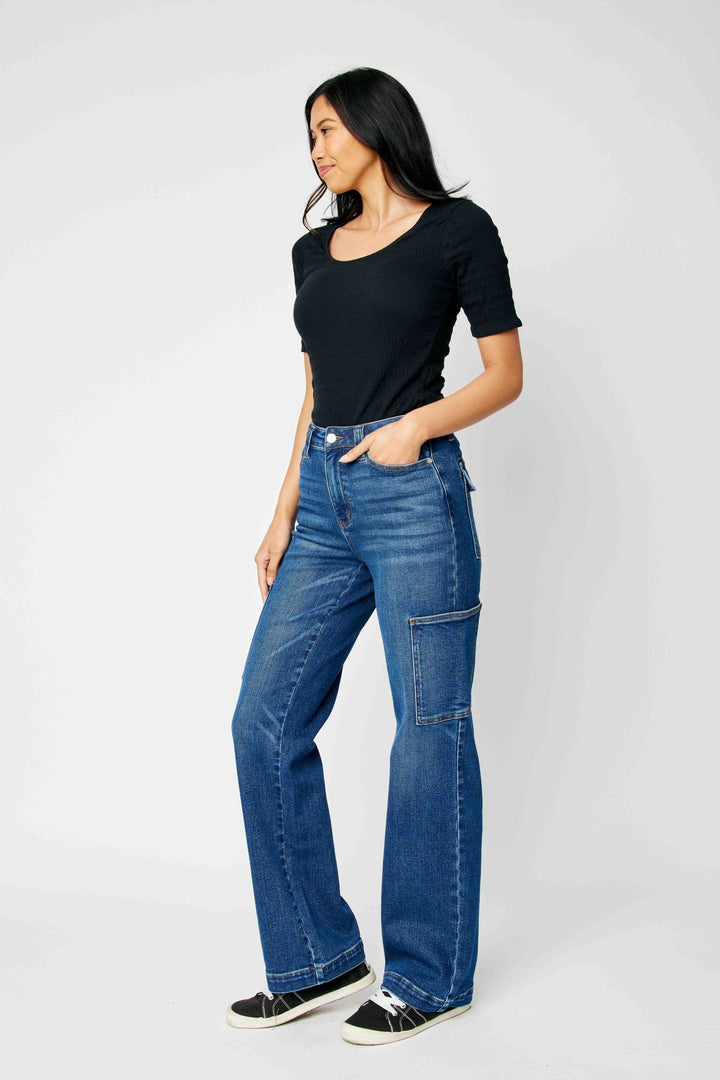 Judy Blue High Waist Wide Leg Cargo Jeans