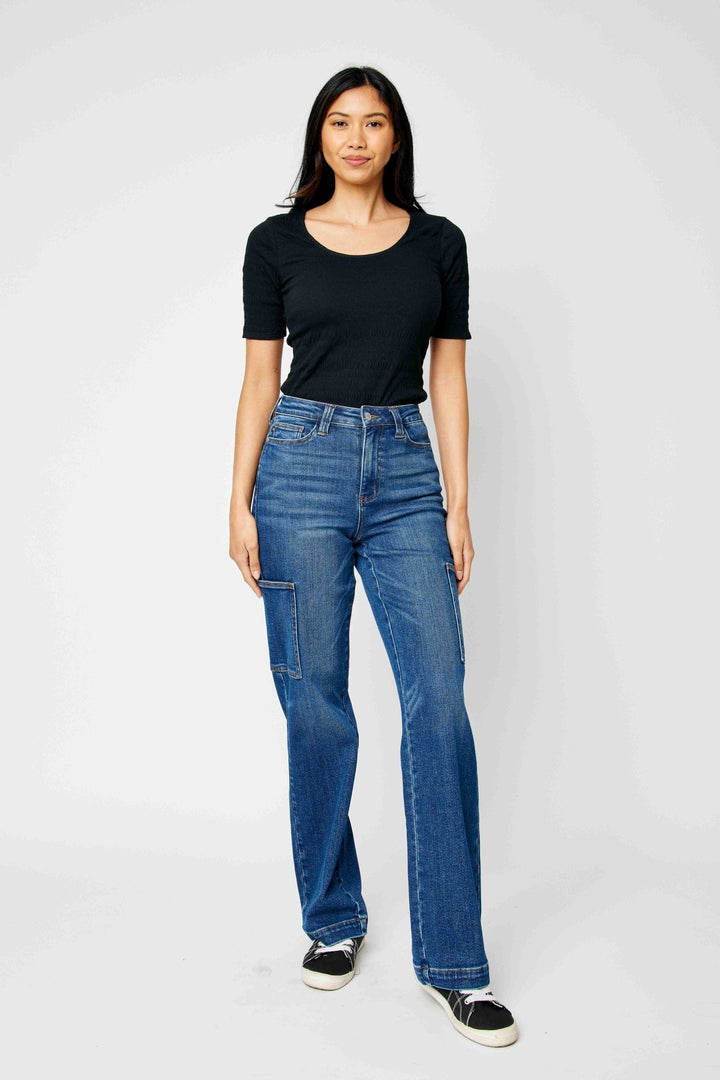 Judy Blue High Waist Wide Leg Cargo Jeans