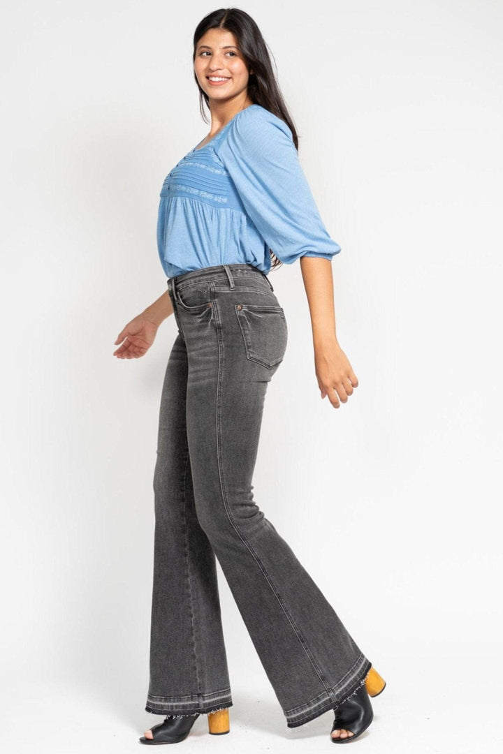 Judy Blue Tummy Control Washed Release Hem Flare Jeans