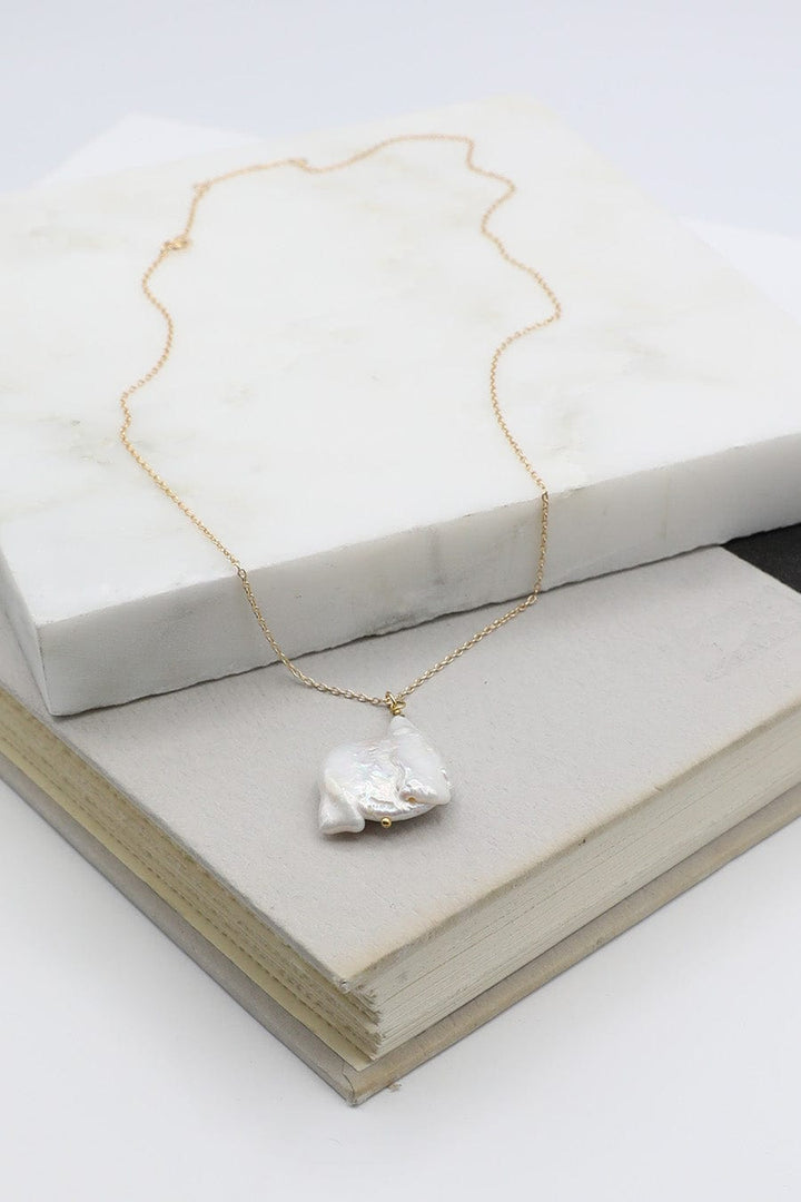 Large Baroque Pearl on Dainty Chain Necklace