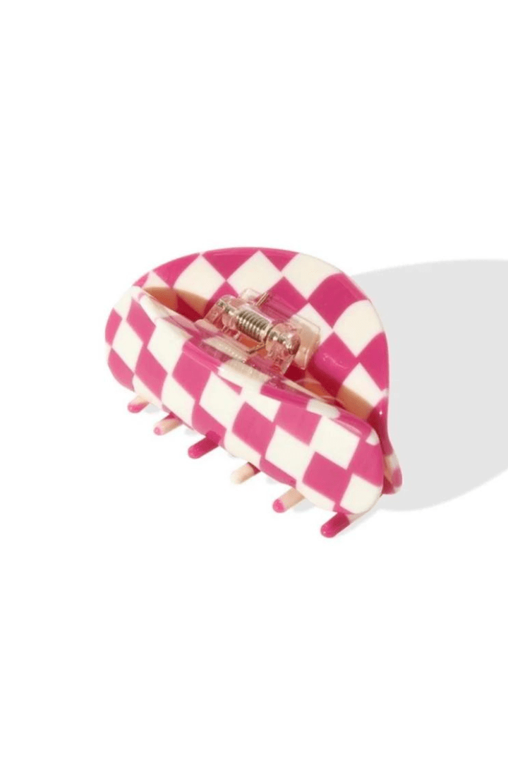 Large Retro Checkerboard Hair Claw Clip