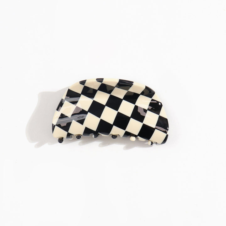 Large Retro Checkerboard Hair Claw Clip