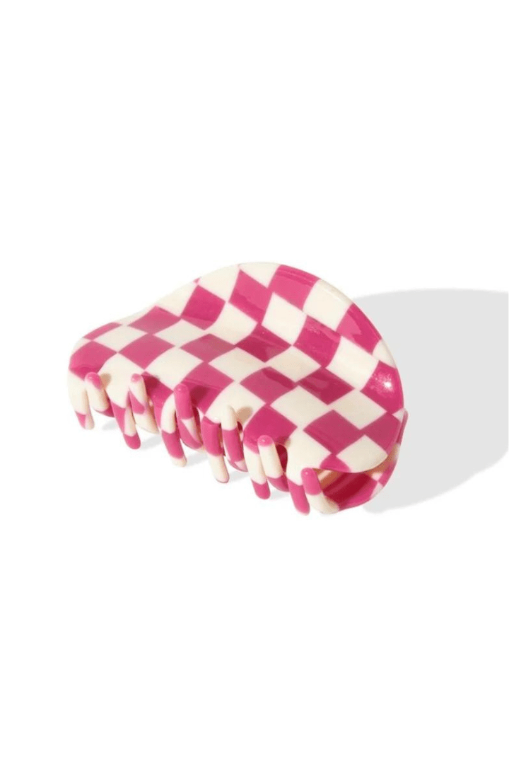 Large Retro Checkerboard Hair Claw Clip