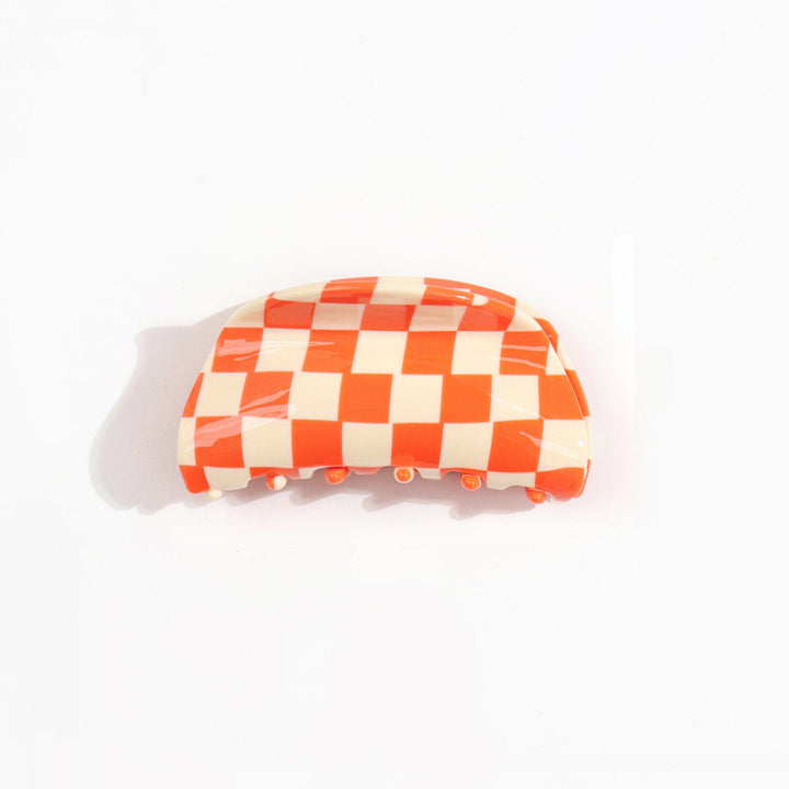 Large Retro Checkerboard Hair Claw Clip