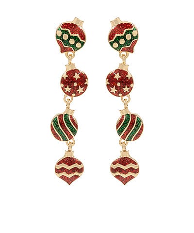 Linear Christmas Ornament Drop Earrings