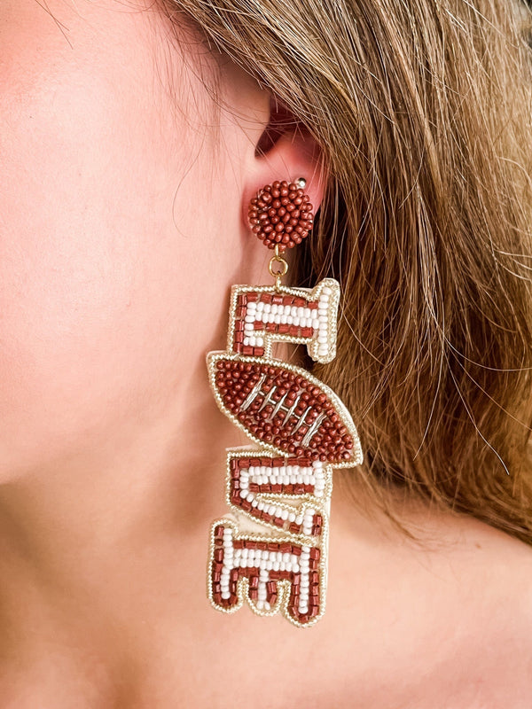 Love Football Beaded Earrings