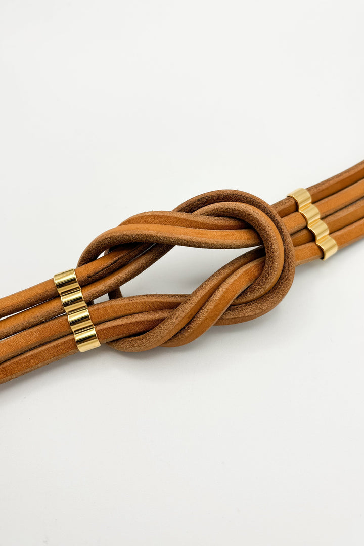 Lyanna 4-Strand Genuine Leather Knot Belt with Vintage Italian Elements