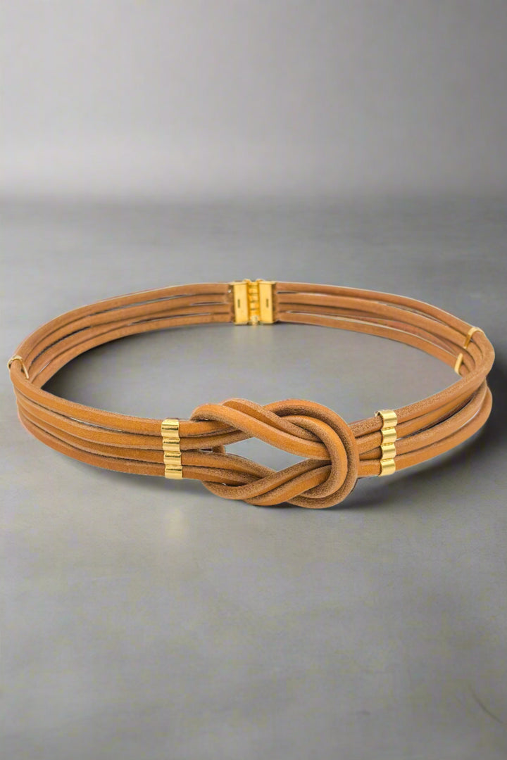 Lyanna 4-Strand Genuine Leather Knot Belt with Vintage Italian Elements