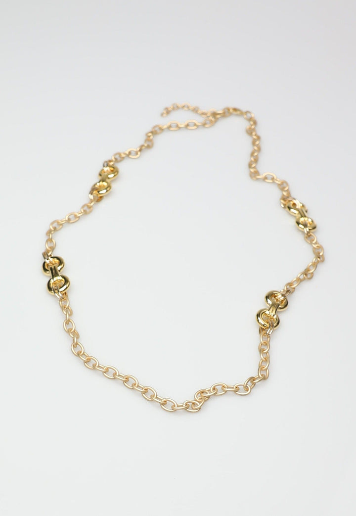 Matte Gold Necklace with Vintage Chain Elements