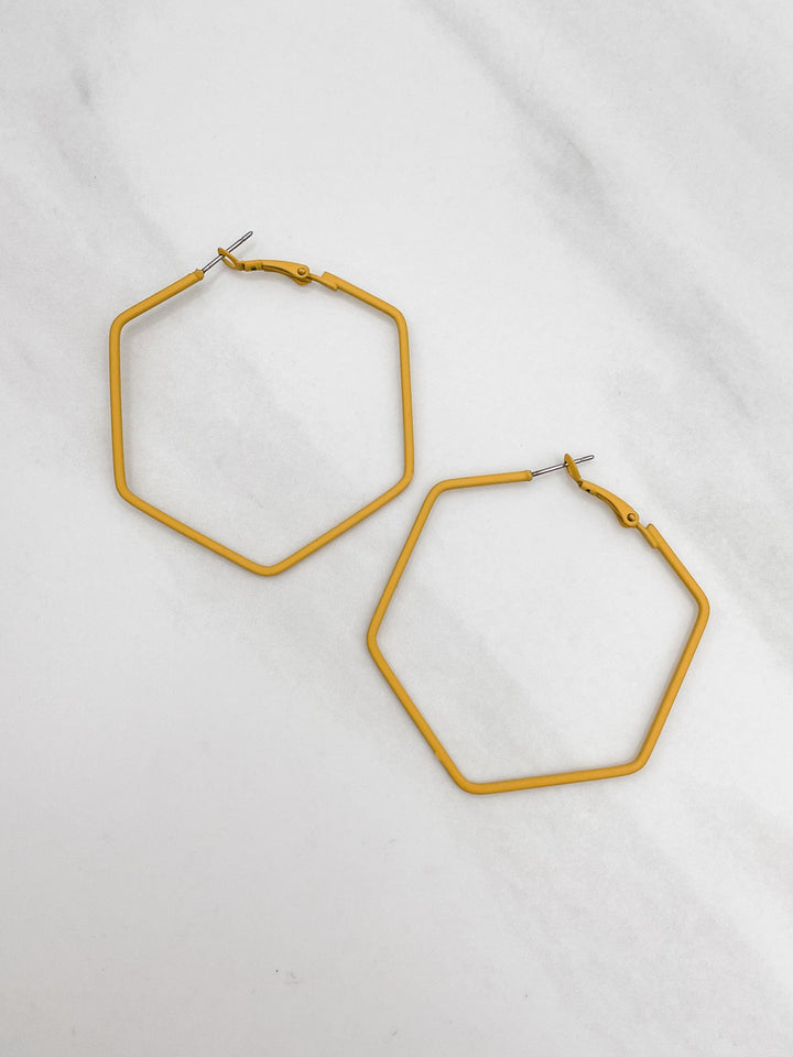 Matte Hexagon Hoop Earring