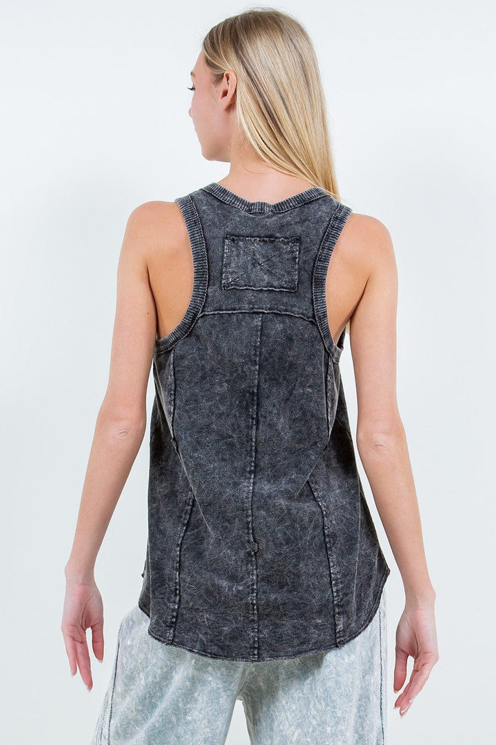 Mineral Washed Racer-Back Sleeveless Tank Top