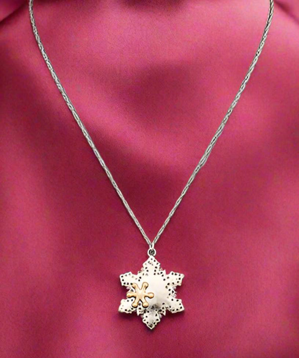 Multi Metal Winter Snowflake Short Necklace