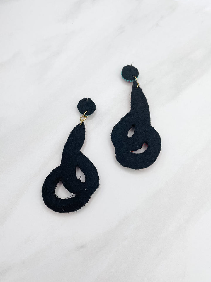 Multicolor Beaded Felt Back Snake Earrings