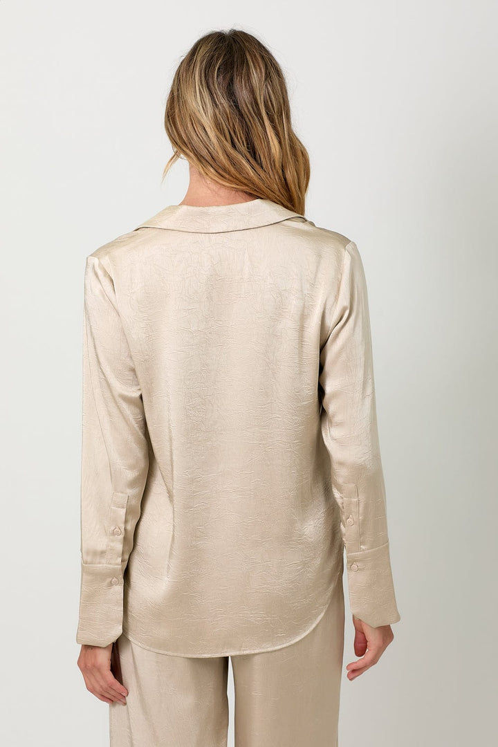 Mystree French Cuff Hidden Button Blouse