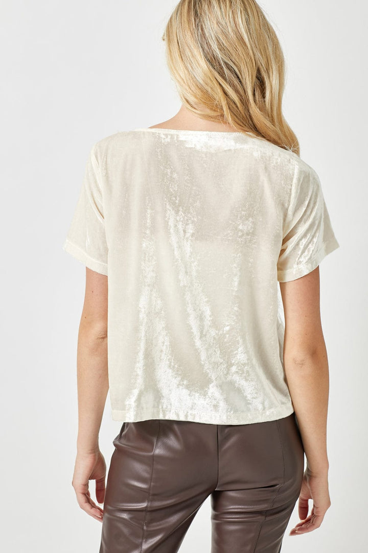 Mystree Front Fringe Contrasting Velvet Top