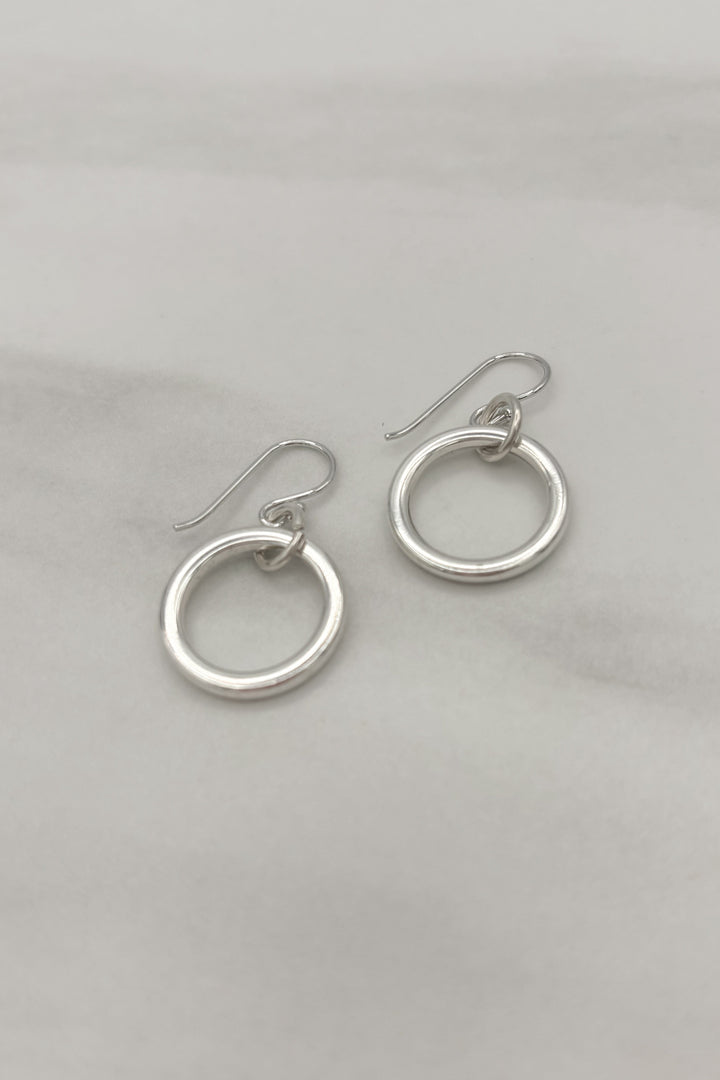 Nora Simple Silver Ring Dangle Earrings