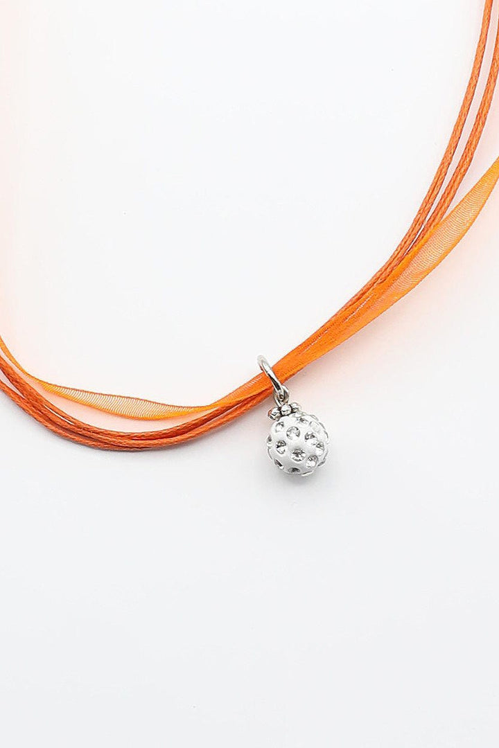 Orange Ribbon Necklace with Accent