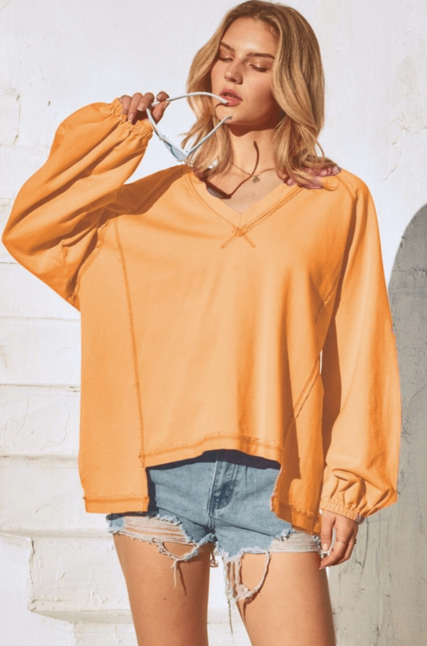 Oversized Solid Sweatshirt with Step Hemming