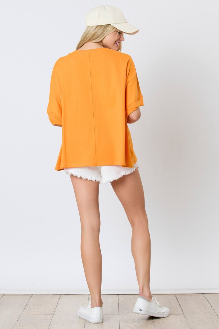 Peach Love Cotton Jersey Touchdown &amp; Football Thread Embroidered Oversized Top