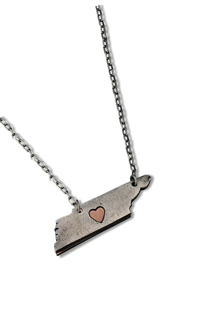 Pewter State of TN Heart Necklace