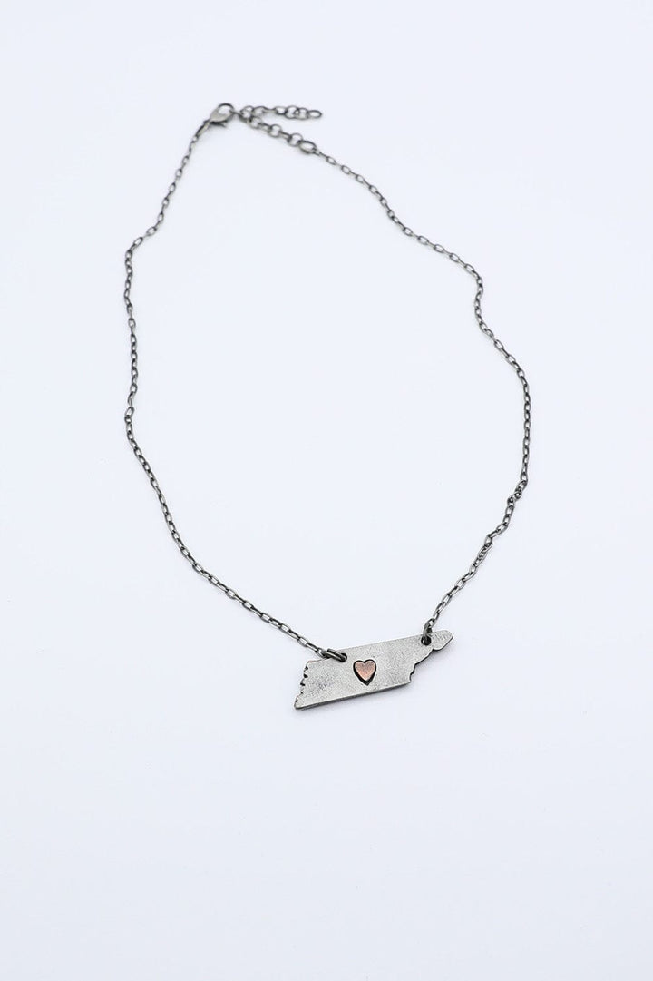 Pewter State of TN Heart Necklace