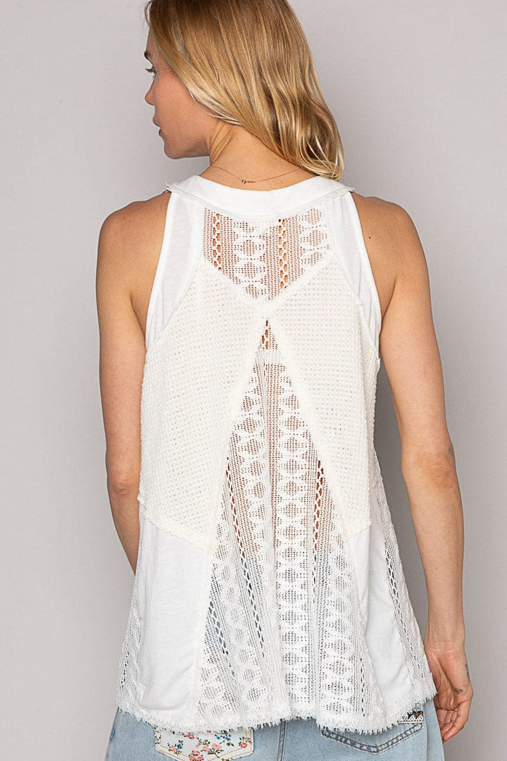 POL Halter Neck Relaxed Fit Sleeveless Lace-Up Detail Top