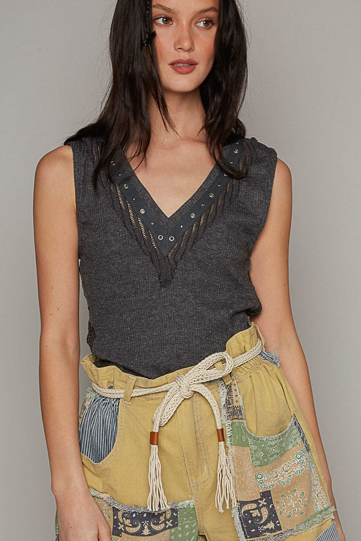 POL Loose Fringe Braided Cord String Belt