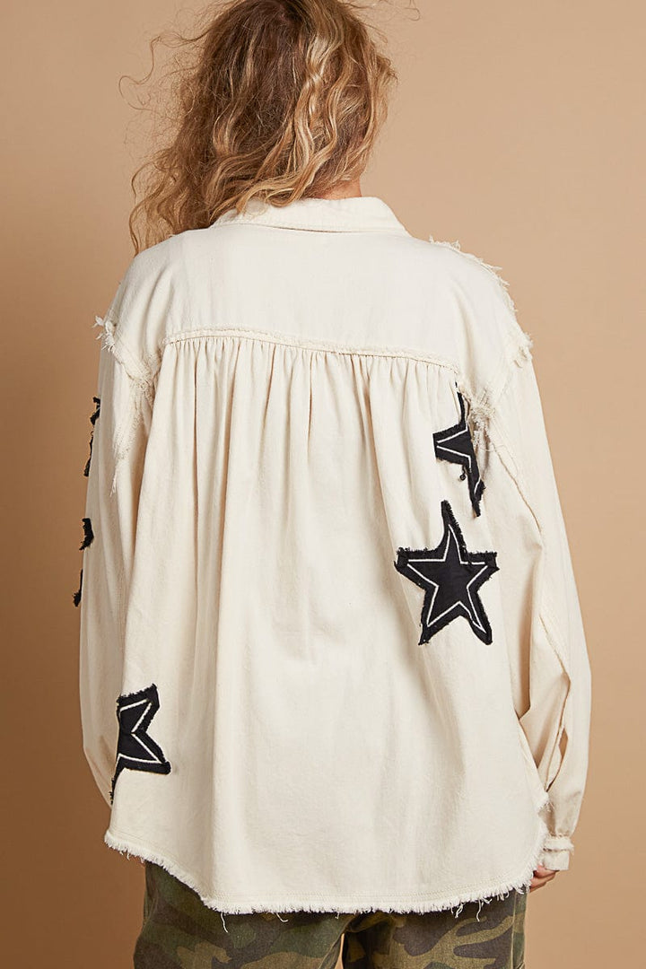 POL Star Patch Balloon Sleeve Collared Jacket