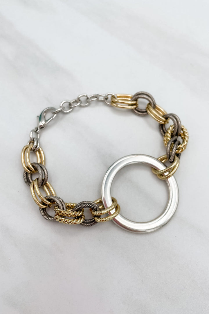 Rae Chunky Chain and Etched Cable Detail Bracelet