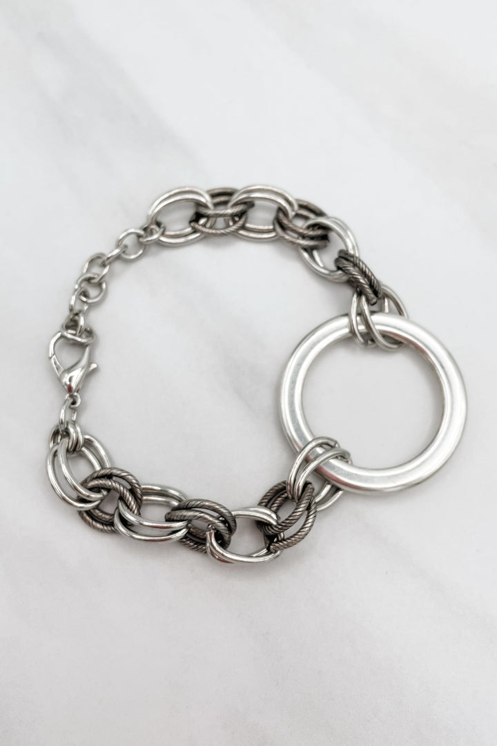 Rae Chunky Chain and Etched Cable Detail Bracelet