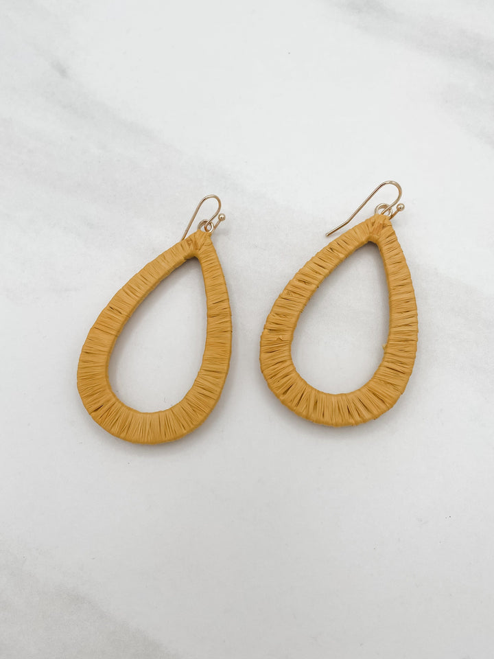 Raffia Metal Teardrop Earrings