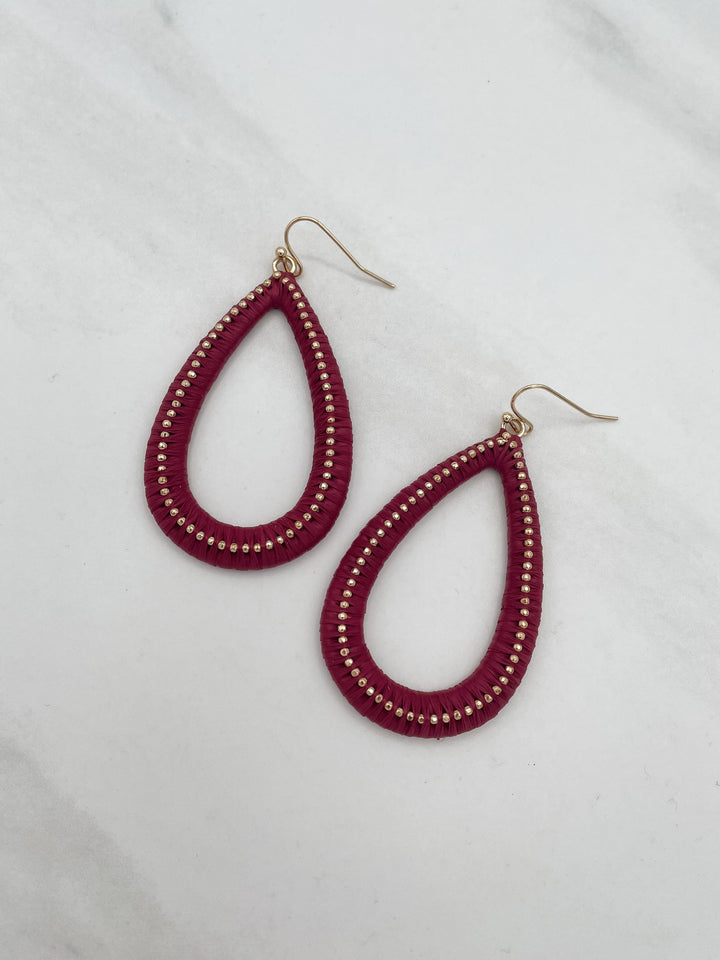 Raffia Metal Teardrop Earrings