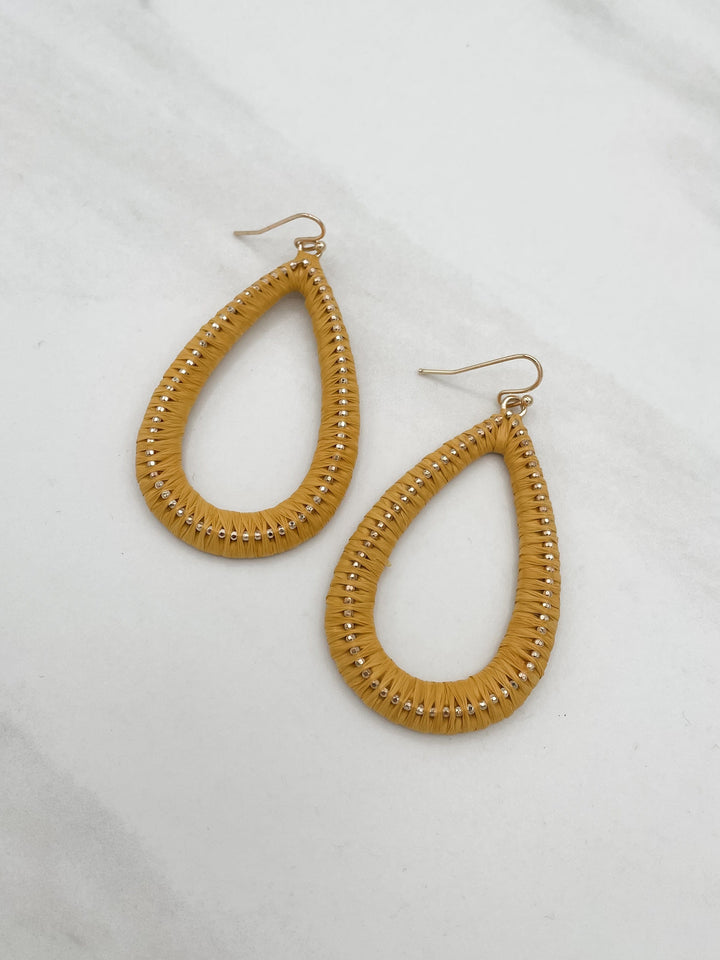 Raffia Metal Teardrop Earrings