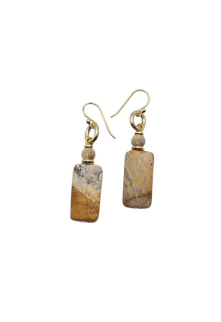 Rectangle Stone Dangle Earrings