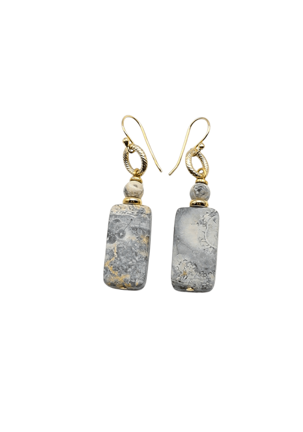 Rectangle Stone Dangle Earrings