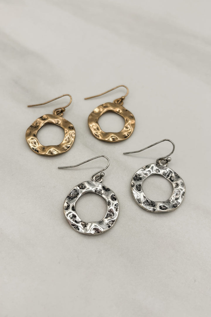 Rippled Shade Circle Simple Dangle Earrings