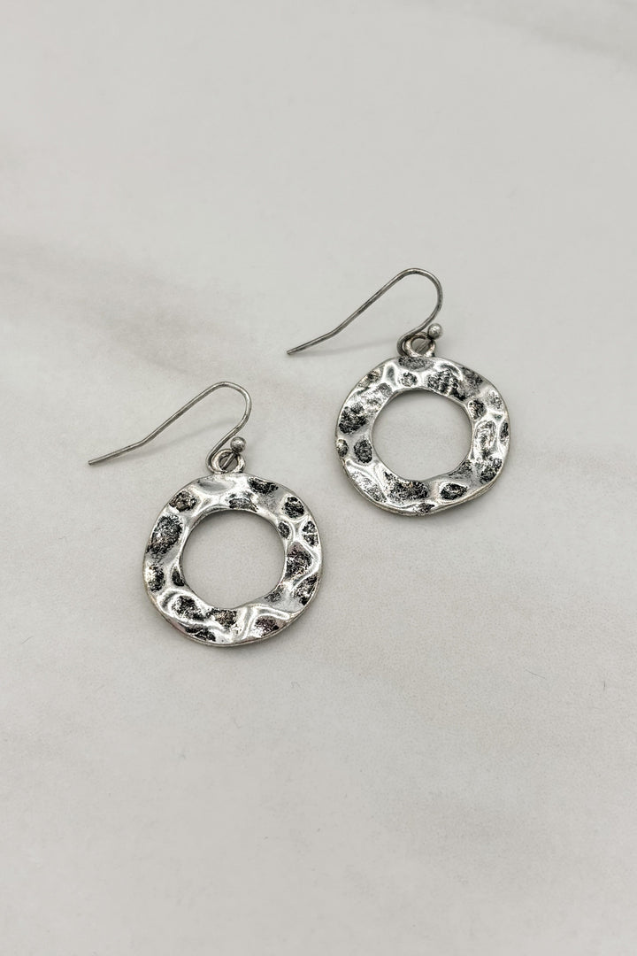 Rippled Shade Circle Simple Dangle Earrings